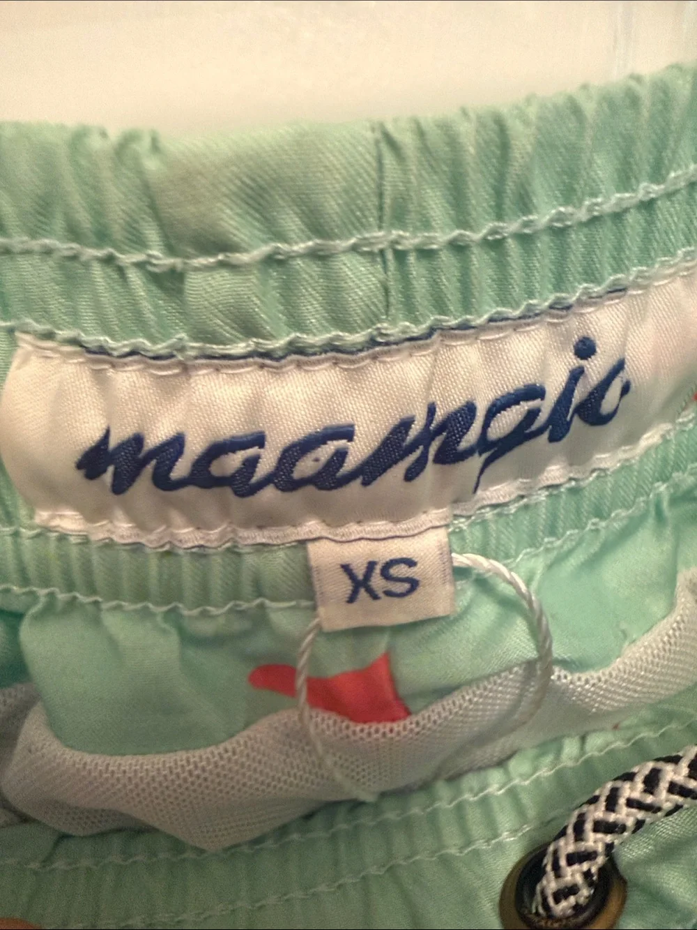 Men's Mint Green Swim Trunks with Coral Shark Print XS